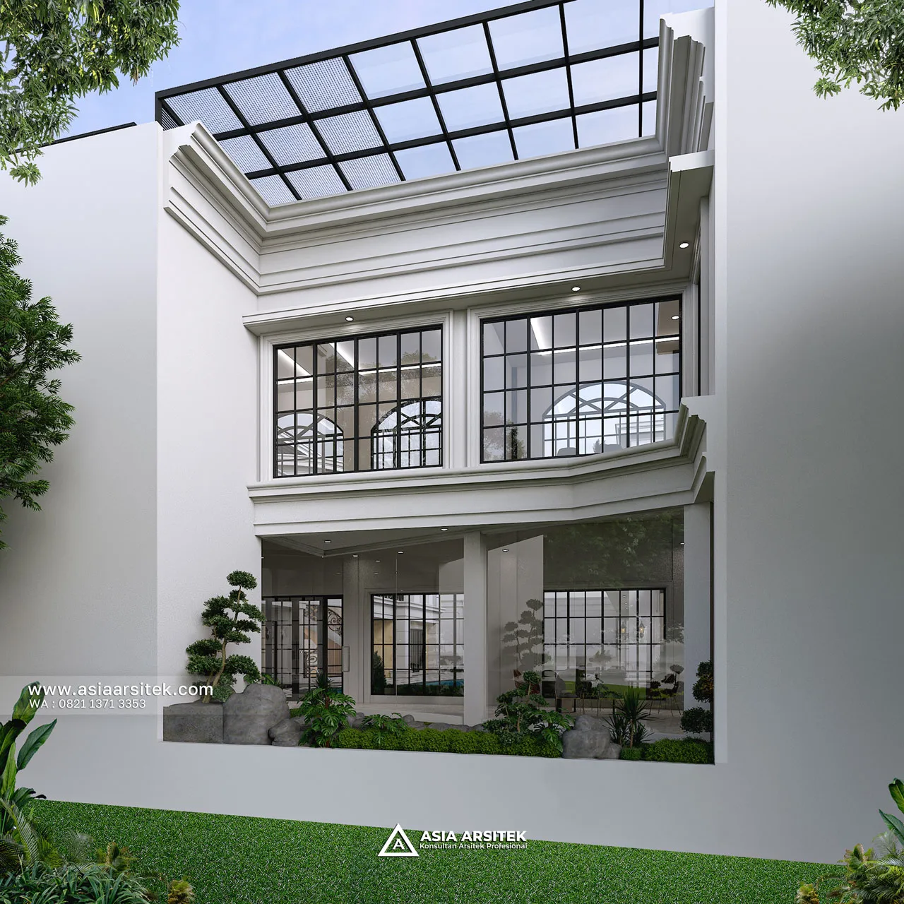 Desain Samping Kiri Rumah Klasik 2 Lantai Bapak HMD di BSD Tangerang Selatan