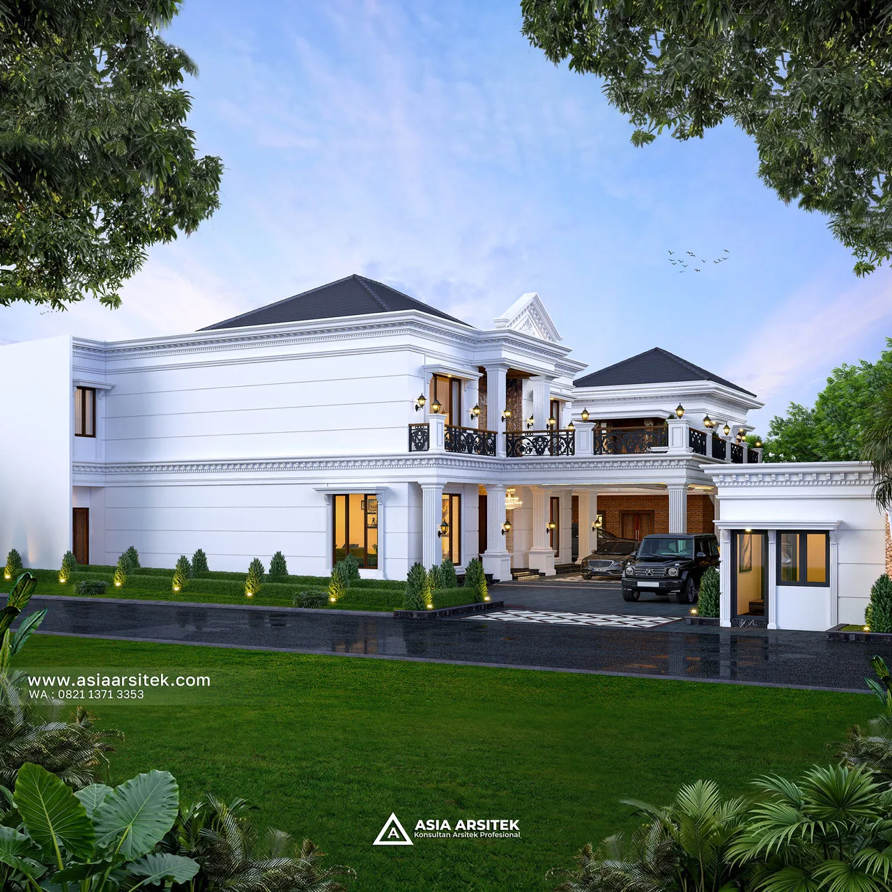 Desain Samping Kiri Rumah Klasik 2 Lantai Bapak IZL di Jatiuwung Tangerang