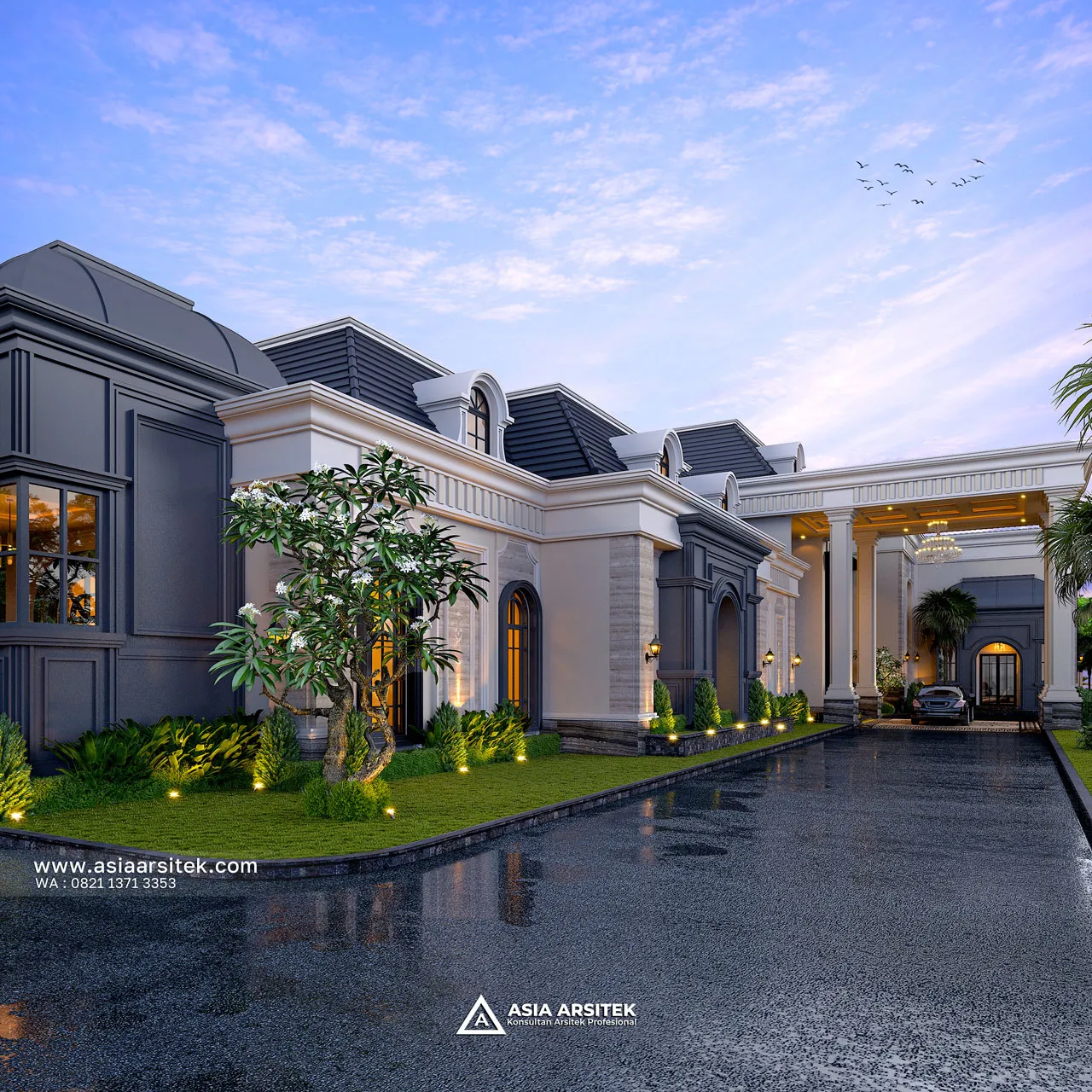 Desain Taman Rumah Klasik 1 Lantai Bapak JHN di Serang Banten
