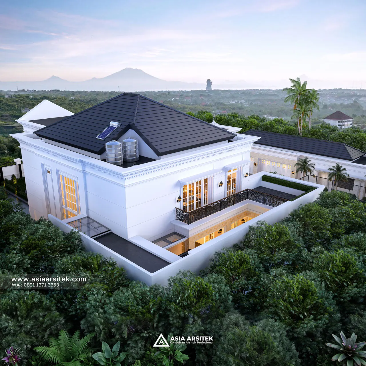 Desain Tampak Atas Belakang Rumah Klasik 2 Lantai Ibu DNDF di Bengkulu