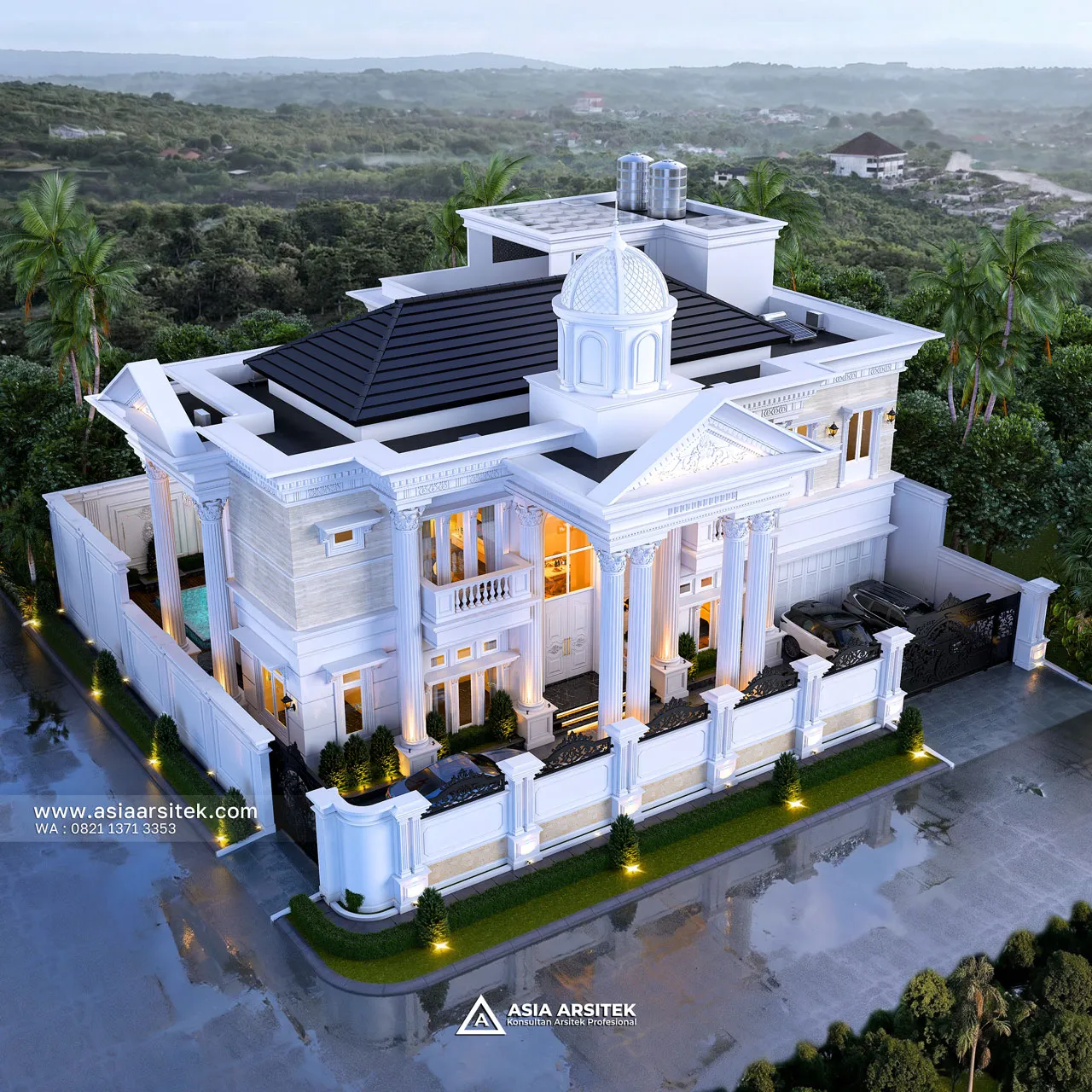Desain Tampak Atas Rumah Klasik 2 Lantai Bapak AL di Bintaro Tangerang Selatan
