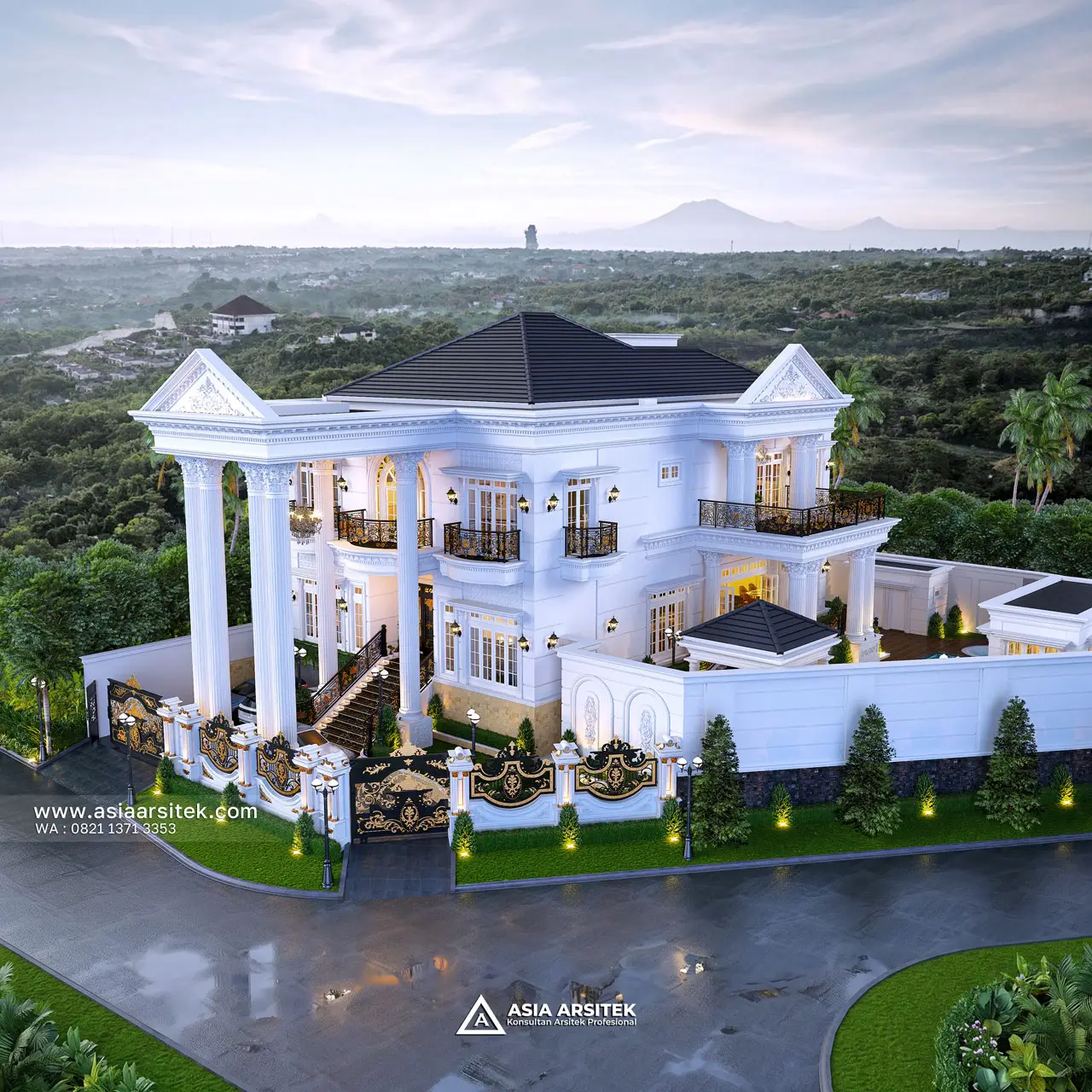 Desain Tampak Atas Rumah Klasik 3 Lantai Bapak LMN di Sentul City Bogor