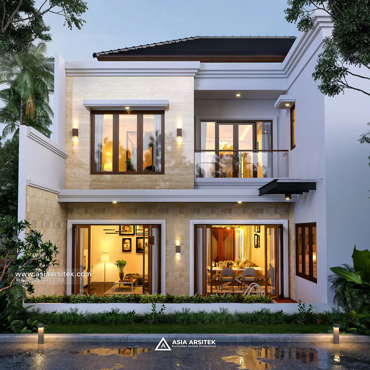 Desain Tampak Belakang Rumah Tropis 2 Lantai Bapak SRY di Banjarmasin Kalimantan Selatan