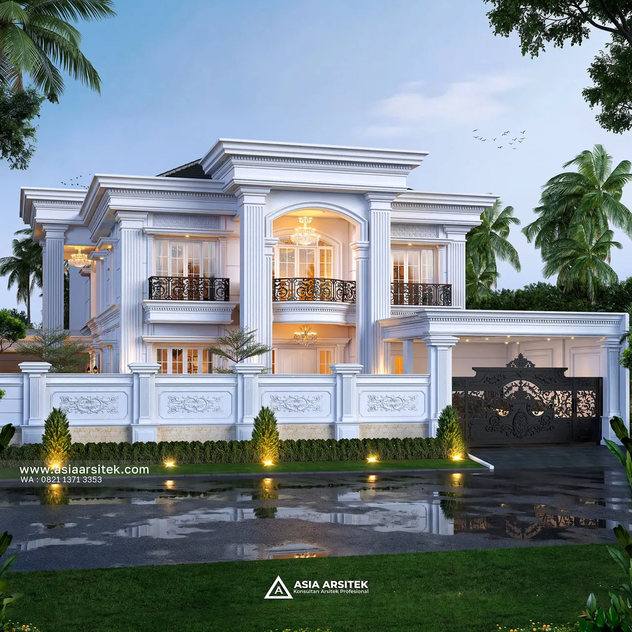 Desain Tampak Depan Rumah Klasik 2 Lantai Ibu PRT di Tanjung Priok Jakarta Utara