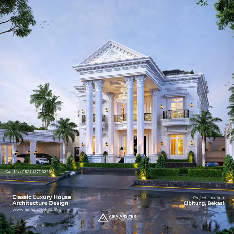 Desain-Tampak-Depan-Rumah-Klasik-4-Lantai-Bapak-BDR-di-Cibitung-Bekasi