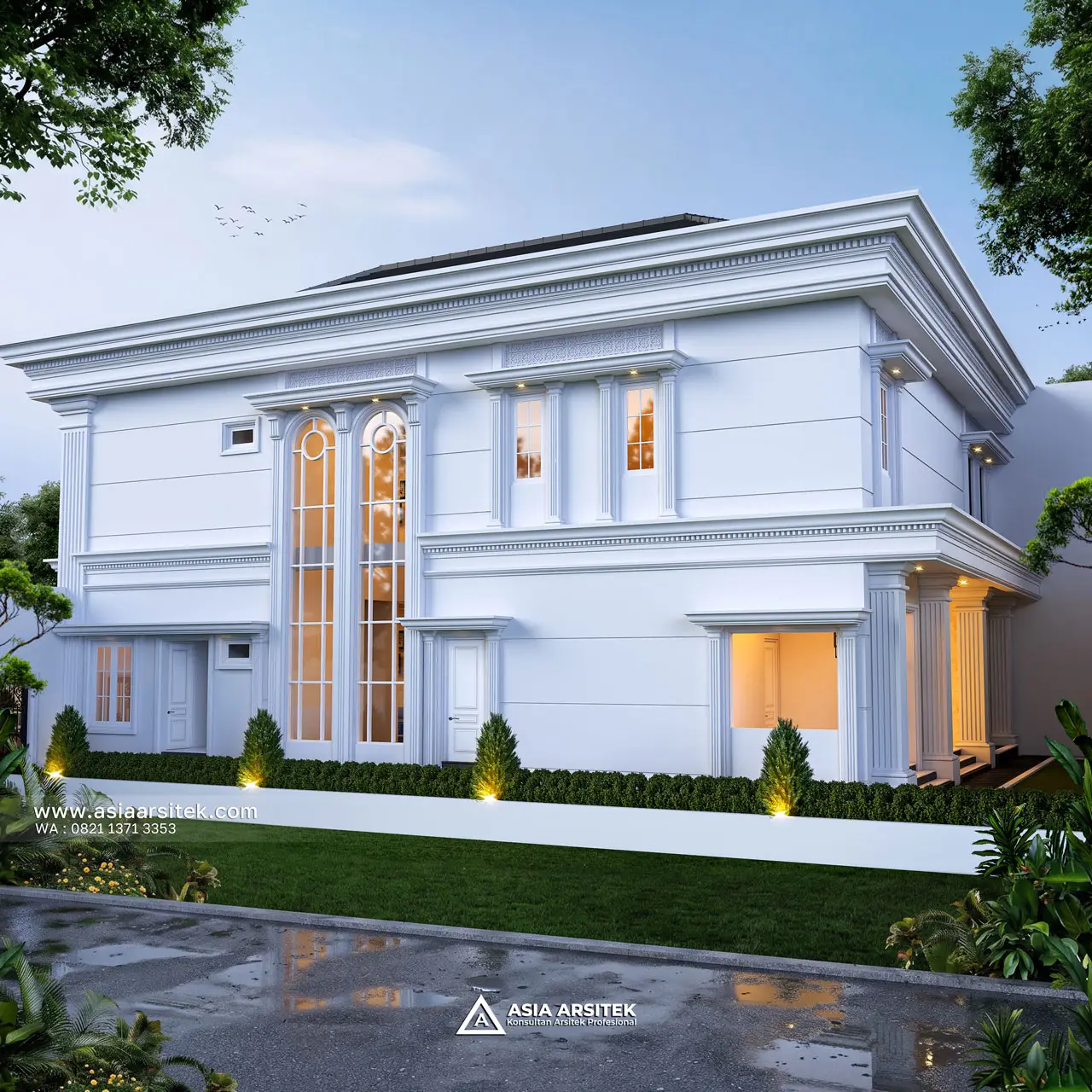 Desain Tampak Samping Kanan Rumah Klasik 2 Lantai Ibu PRT di Tanjung Priok Jakarta Utara