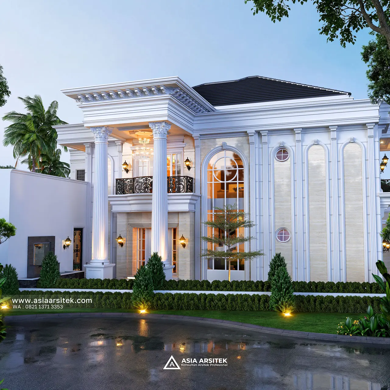 Desain Tampak Samping Rumah Klasik 2 Lantai Ibu SRC di Cibubur Bekasi