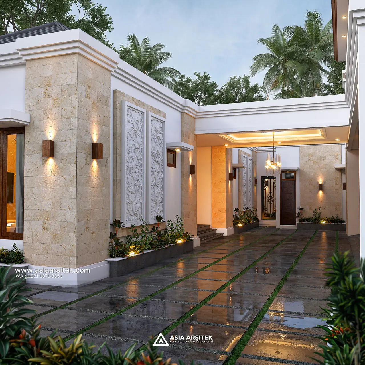 Desain Tampak Samping Rumah Tropis 1 Lantai Bapak HR di Duren Sawit Jakarta Timur