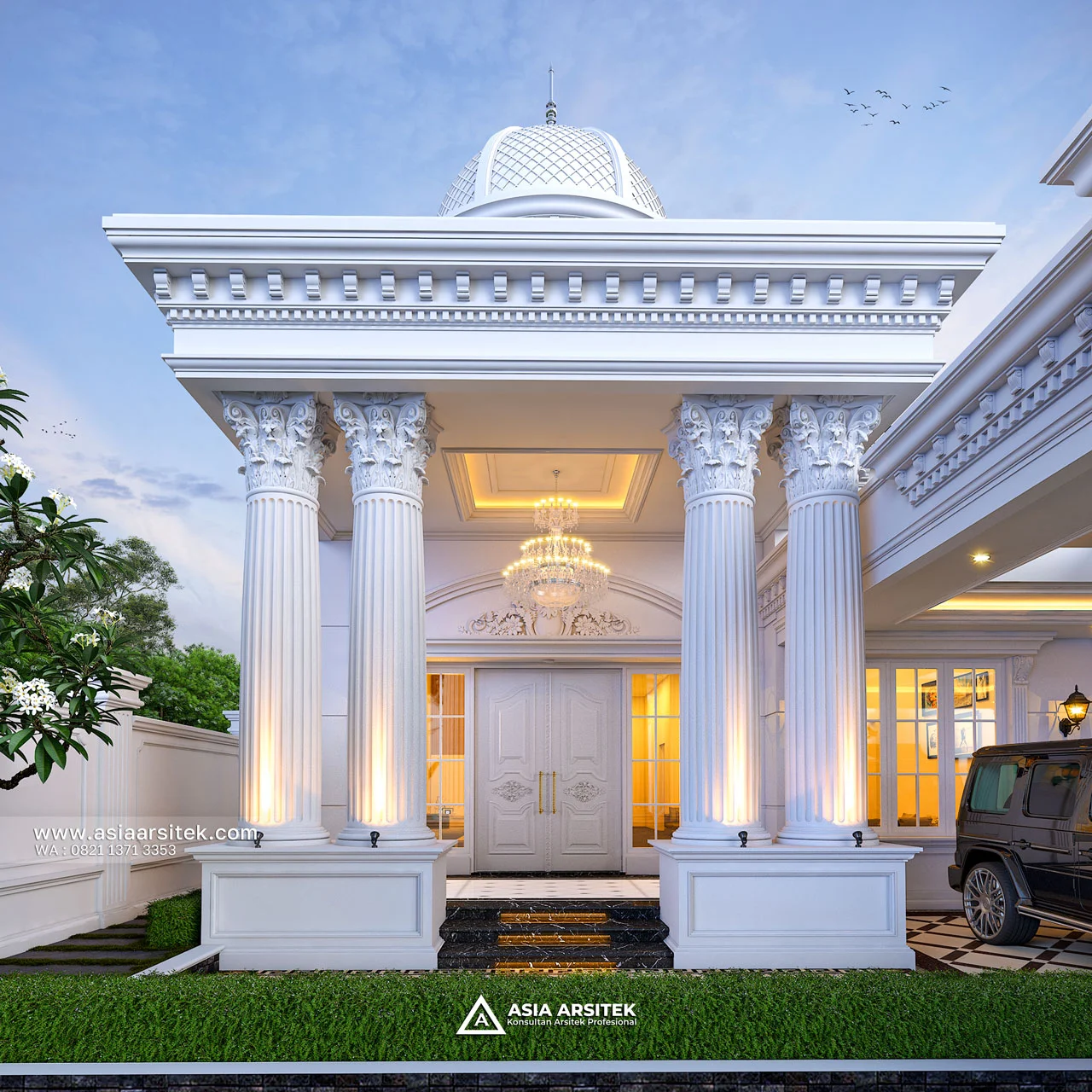 Desain Teras Rumah Klasik 1 Lantai Bapak AN di Ogan Ilir Sumatera Selatan