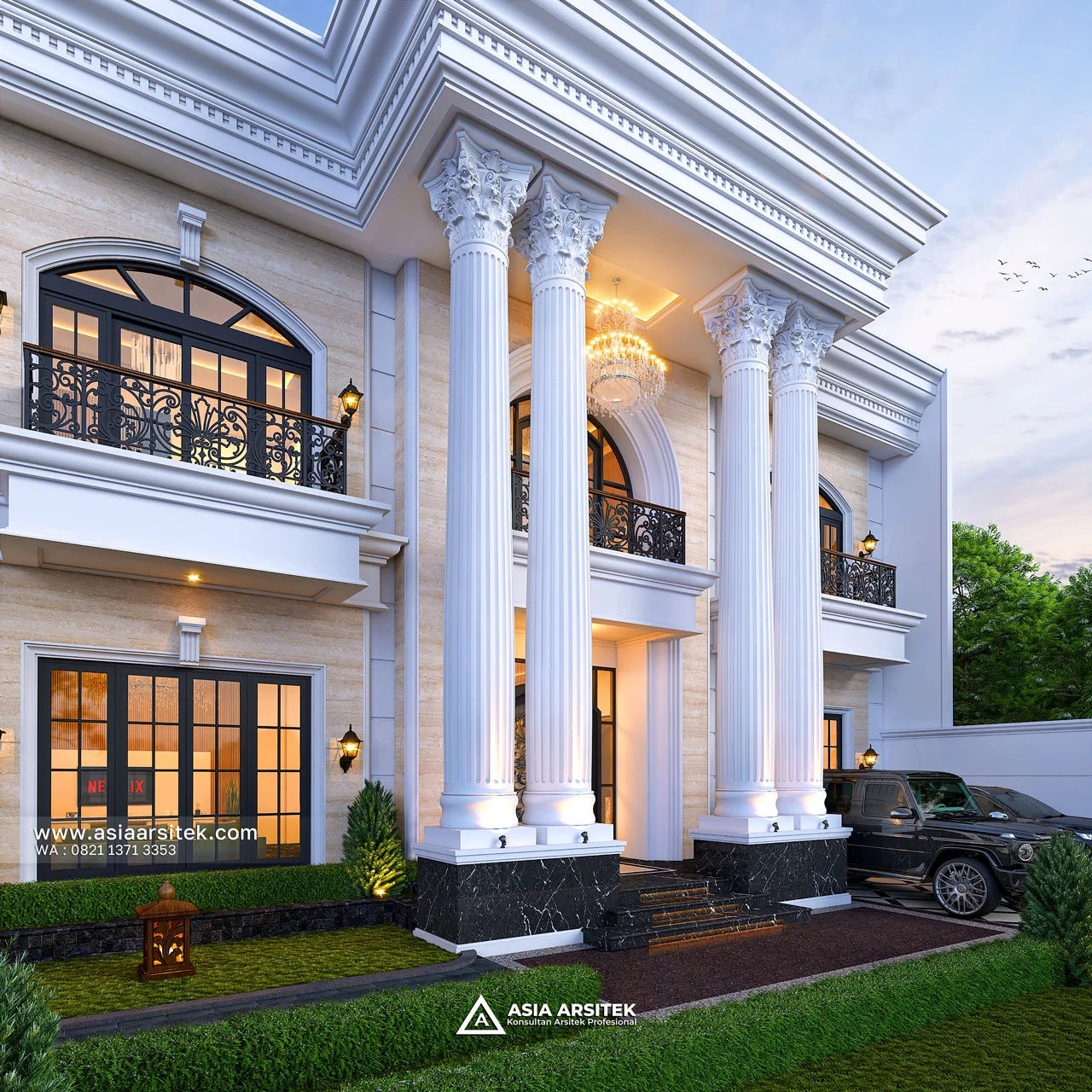 Desain Teras Rumah Klasik 2 Lantai Bapak GHRN di Tambun Bekasi