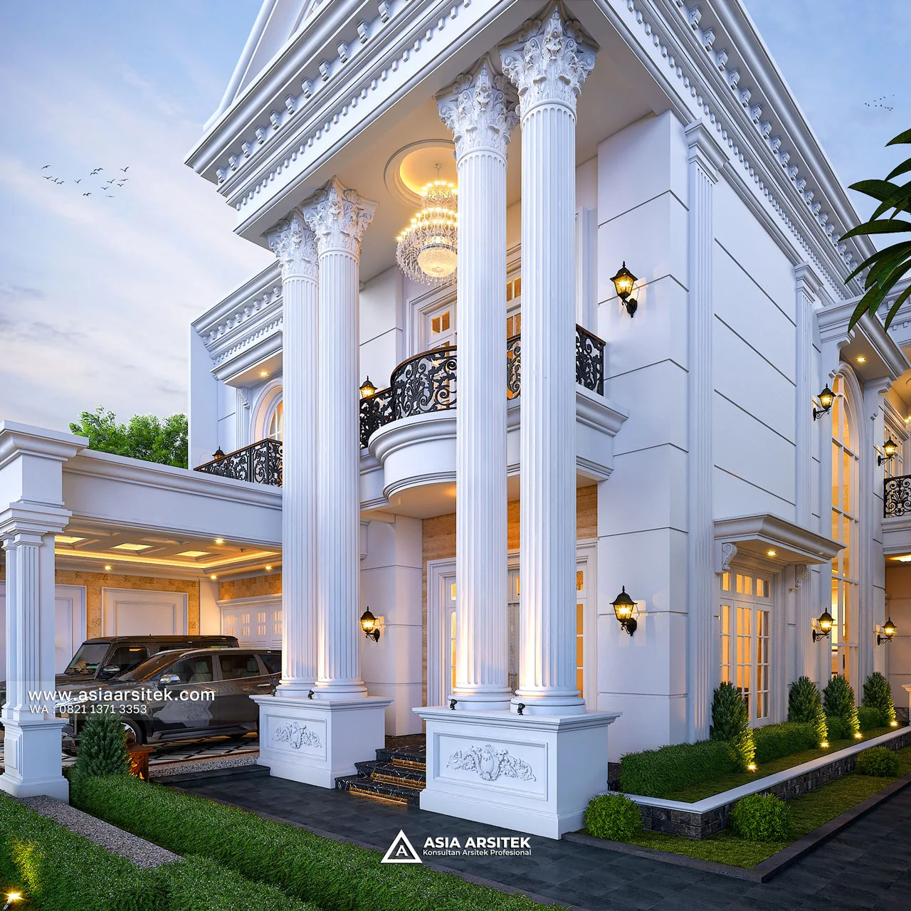 Desain Teras Rumah Klasik 2 Lantai Bapak GVN di Kelapa Dua Tangerang