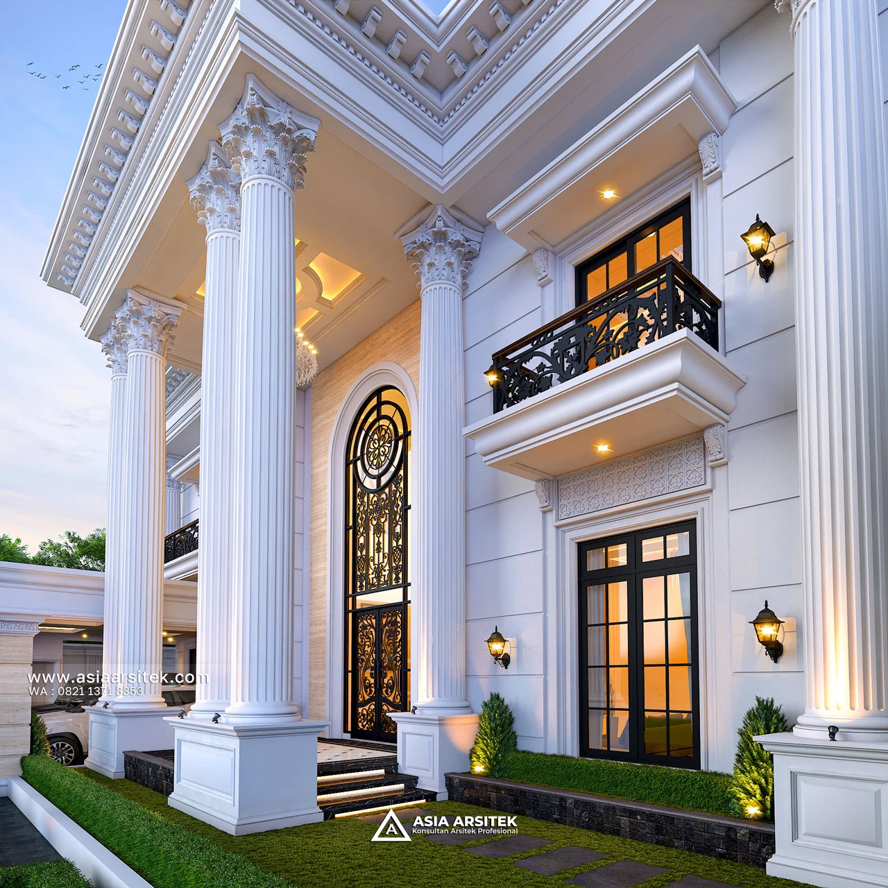 Desain Teras Rumah Klasik 3 Lantai Bapak EKS di Kelapa Dua Tangerang