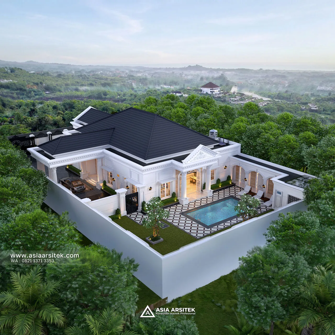 Desain View Atas Belakang Rumah Klasik 1 Lantai Bapak DVD di Pulang Pisau Kalimantan Tengah