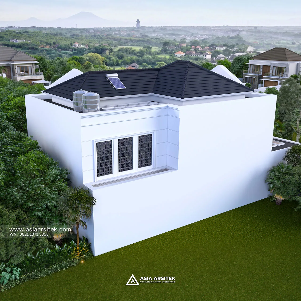 Desain View Atas Belakang Rumah Klasik 2 Lantai Bapak GVN di Kelapa Dua Tangerang