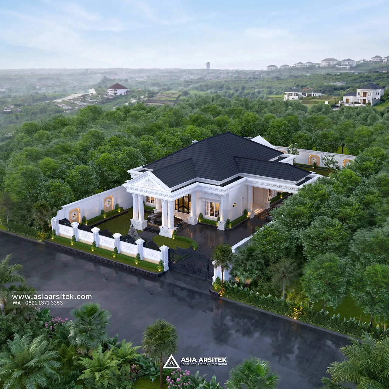 Desain View Atas Dengan Pagar Rumah Klasik 1 Lantai Bapak DVD di Pulang Pisau Kalimantan Tengah