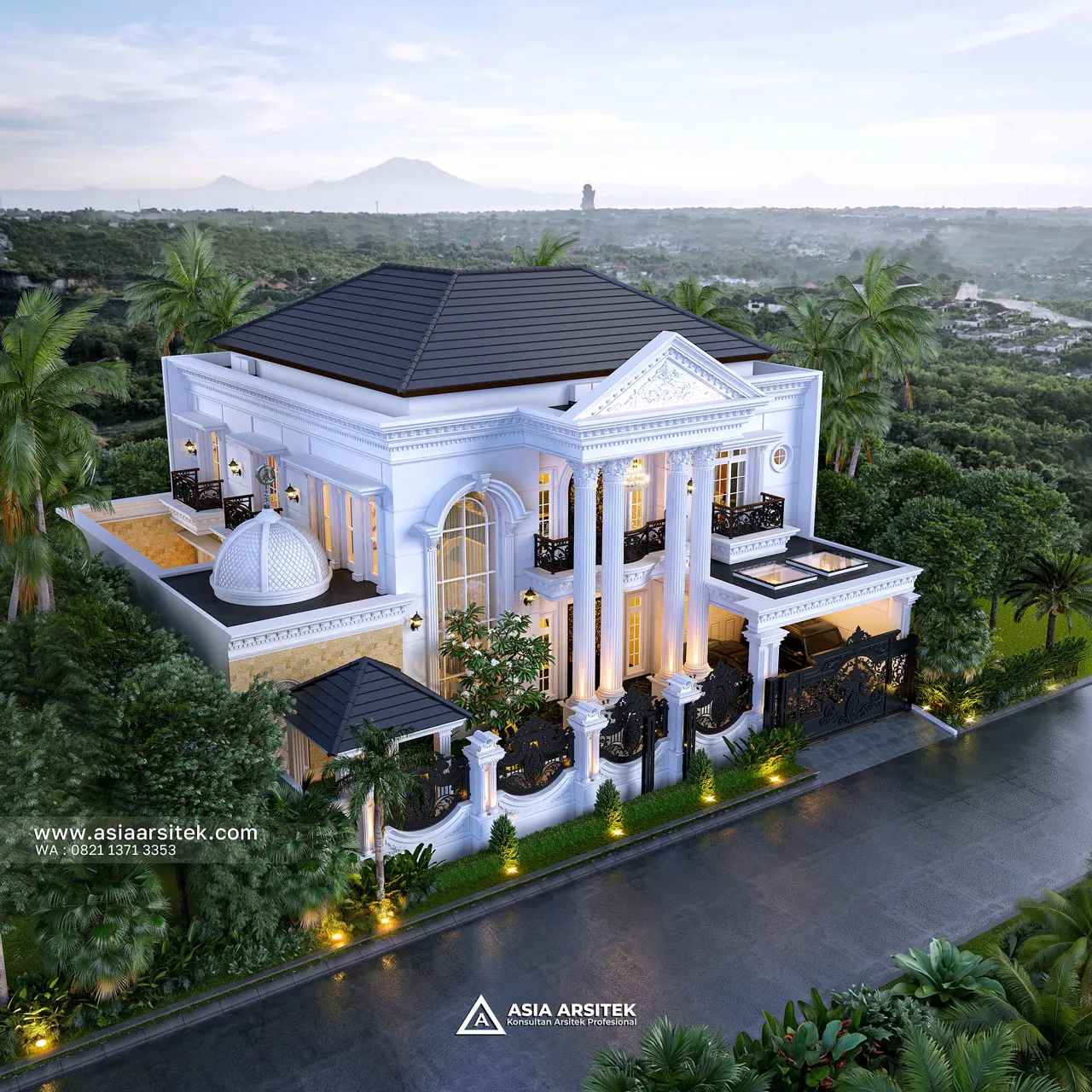 Desain View Atas Rumah Klasik 2 Lantai Pak MFT di Sawangan Depok