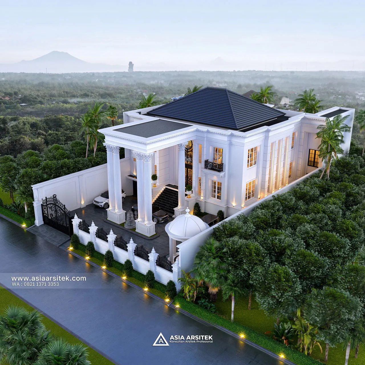 Desain View Atas Rumah Klasik 4 Lantai Bapak SPYD di Larangan Tangerang