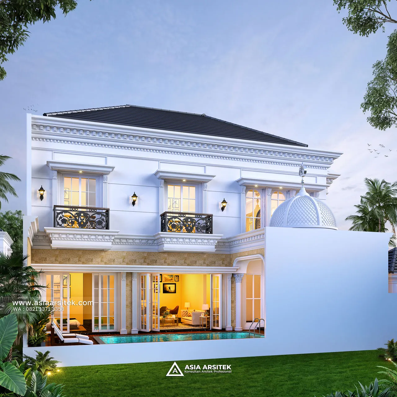 Desain View Belakang Rumah Klasik 2 Lantai Pak MFT di Sawangan Depok