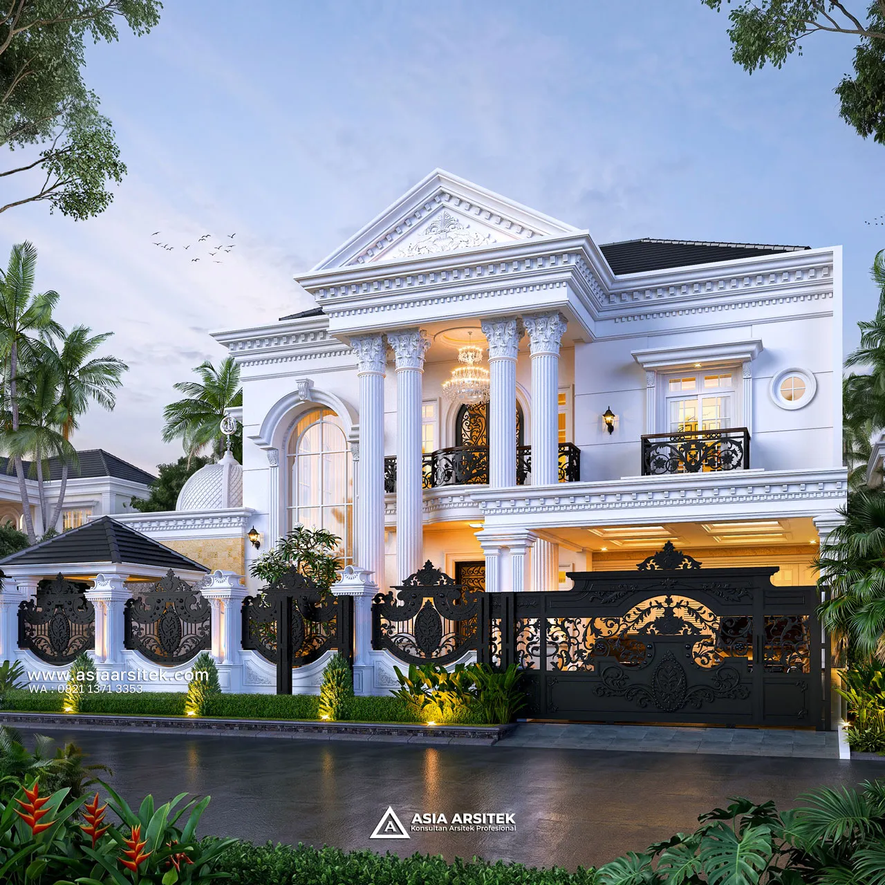 Desain View Depan Pagar Rumah Klasik 2 Lantai Pak MFT di Sawangan Depok