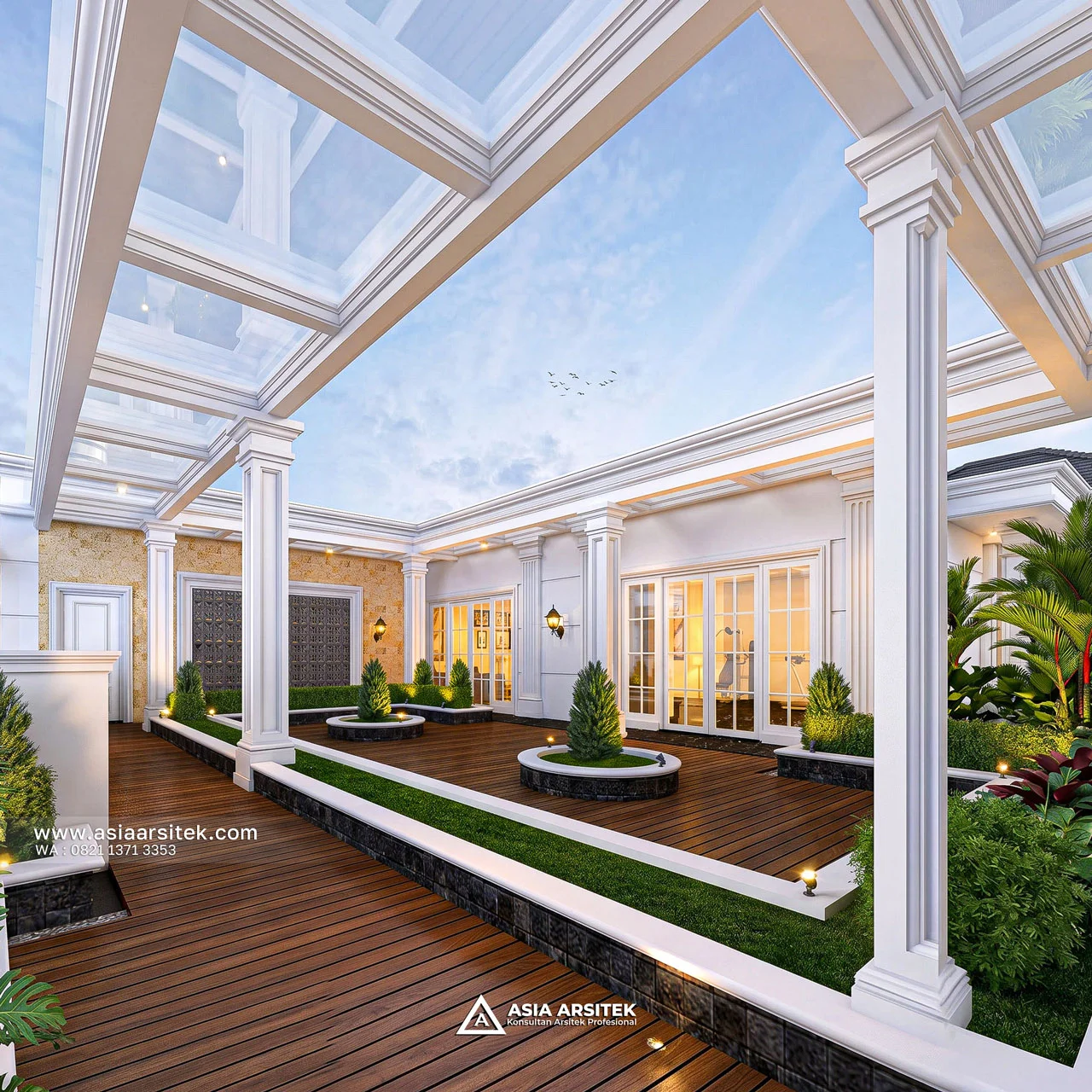 Desain View Rooftop Rumah Klasik 4 Lantai Bapak ALY di Kelapa Gading Jakarta Utara