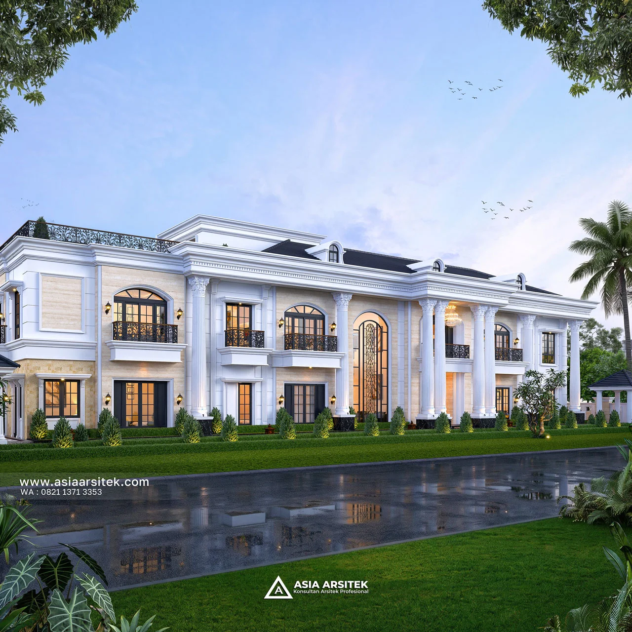 Desain View Samping Kiri Rumah Klasik 2 Lantai Bapak GHRN di Tambun Bekasi