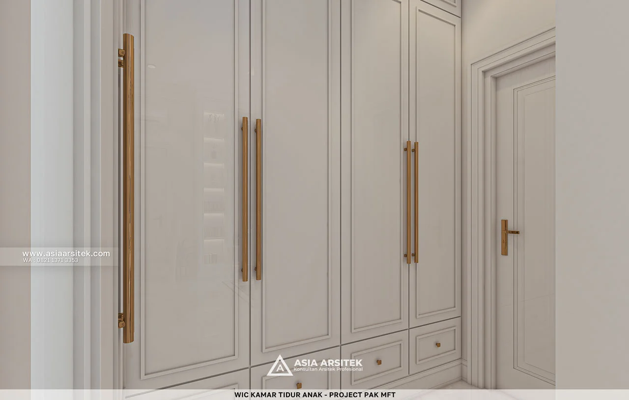 Desain Walk In Closet Kamar Tidur Anak Rumah Klasik 2 Lantai Pak MFT di Sawangan Depok
