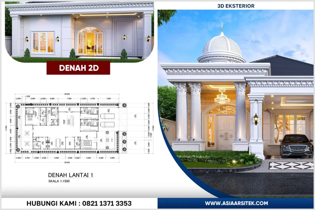 Jasa Desain Rumah Klasik 1 Lantai di Banjarbaru