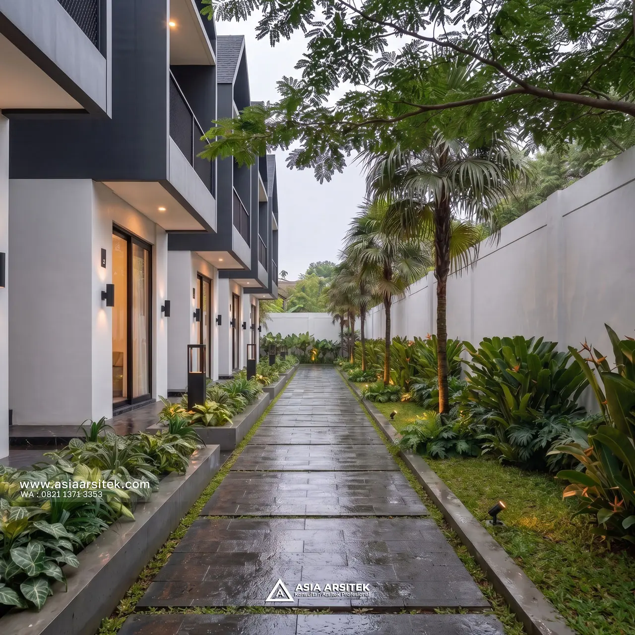 Desain Akses Jalan Guest House dan Kafe Scandinavia 2 Lantai Pak BNY di Yogyakarta