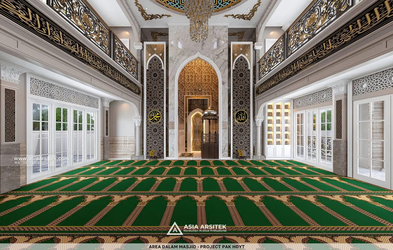 Desain Area Dalam Masjid Al Bahri Style Modern 2 Lantai Bapak HDYT di Batujajar Bandung Jawa Barat