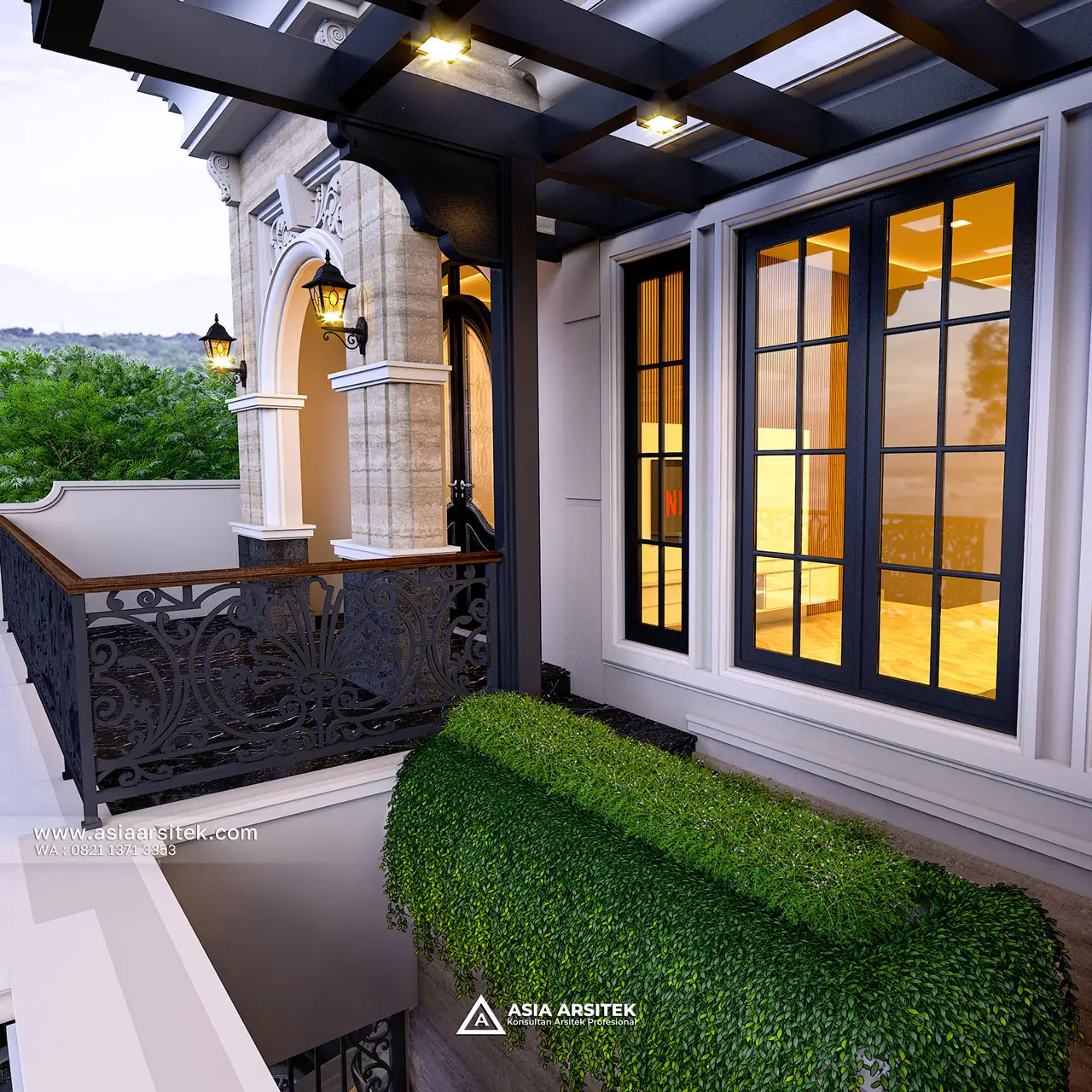 Desain Balkon Rumah Tropis 3 Lantai Bapak MCH di Cipondoh Kota Tangerang