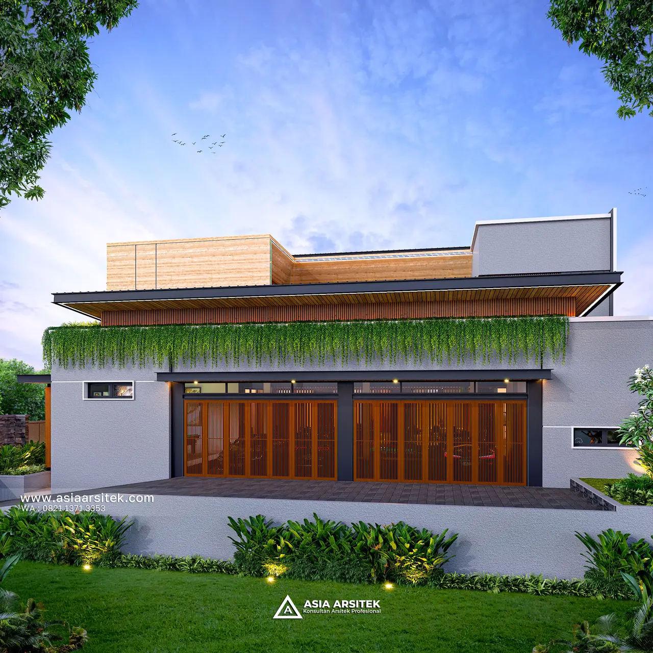 Desain Belakang Rumah Tropis 2 Lantai Ibu IKRM di Cicurug Sukabumi