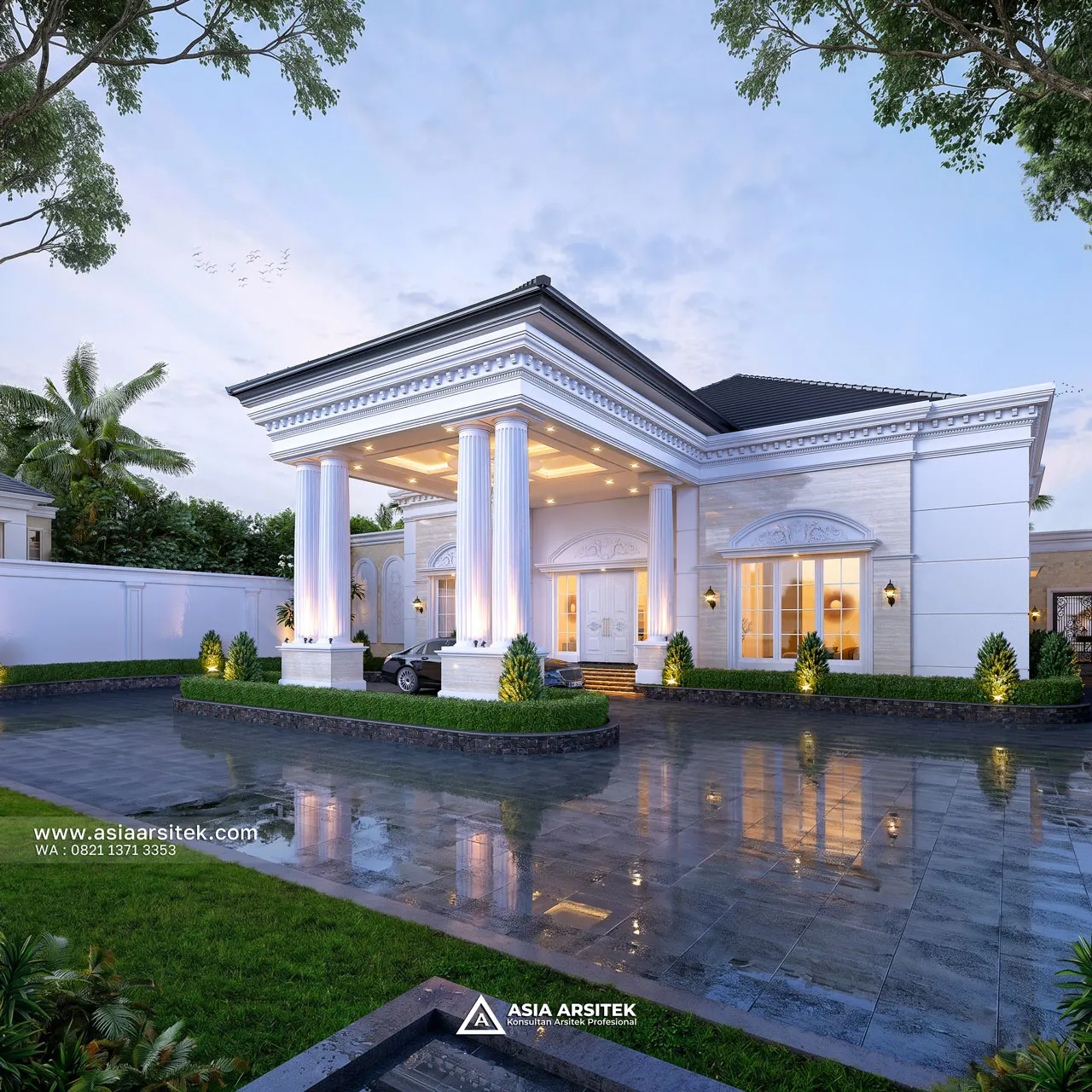 Desain Depan Rumah Klasik 1 Lantai Ibu BLA di Tanjung Pandan Belitung