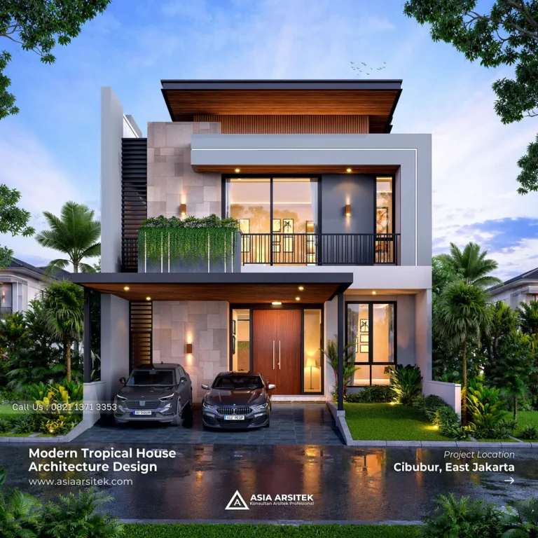 Desain Rumah Modern 2 Lantai Bapak TR di Cibubur Jakarta Timur