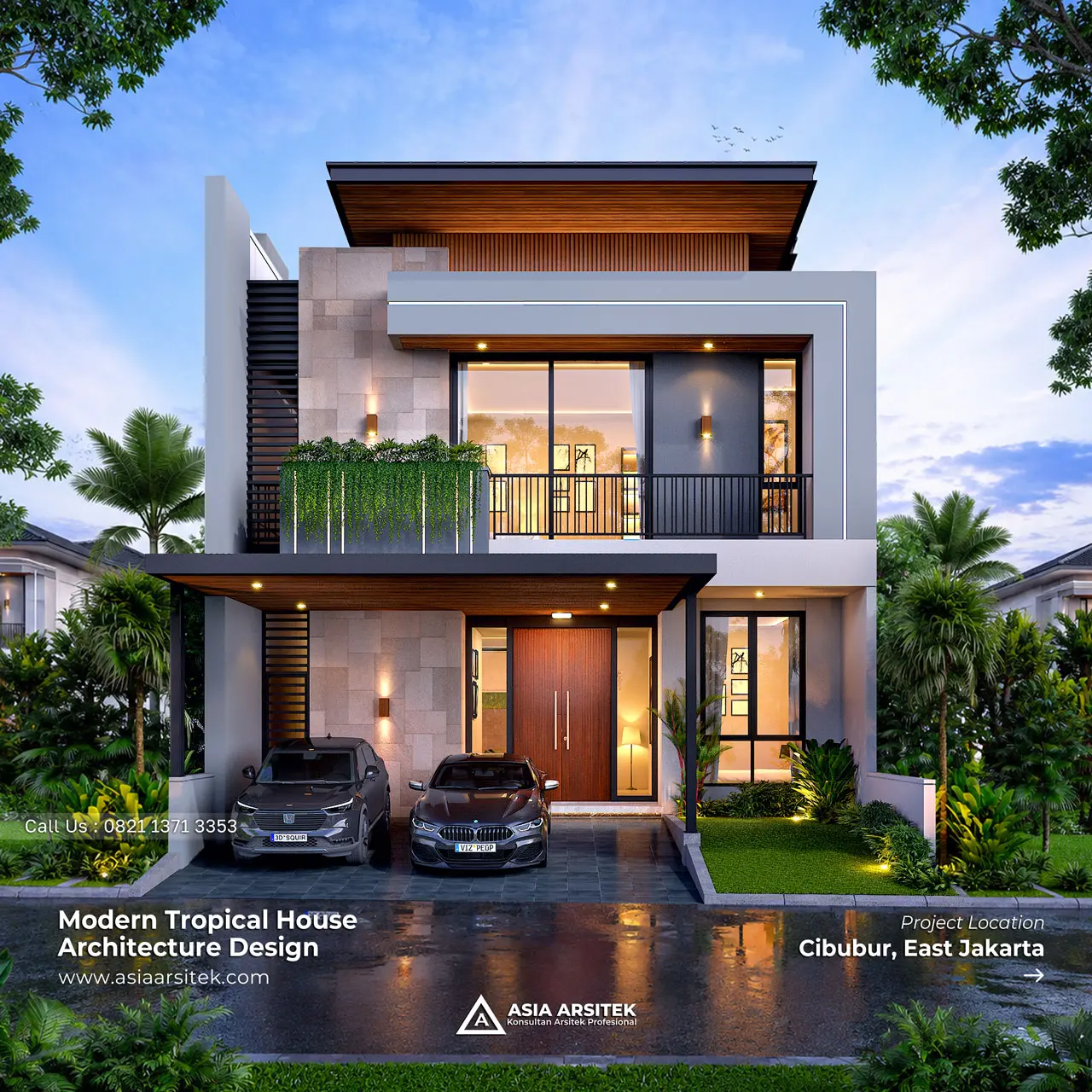Desain Rumah Modern 2 Lantai Bapak TR di Cibubur Jakarta Timur