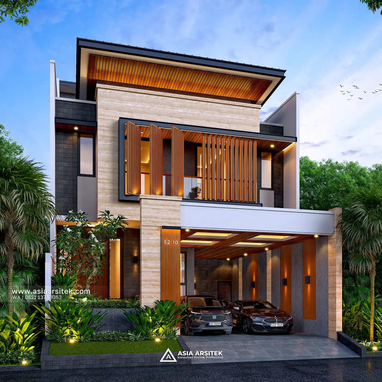 Desain Depan Rumah Modern 2 Lantai Bapak WLY di Kelapa Gading Jakarta Utara