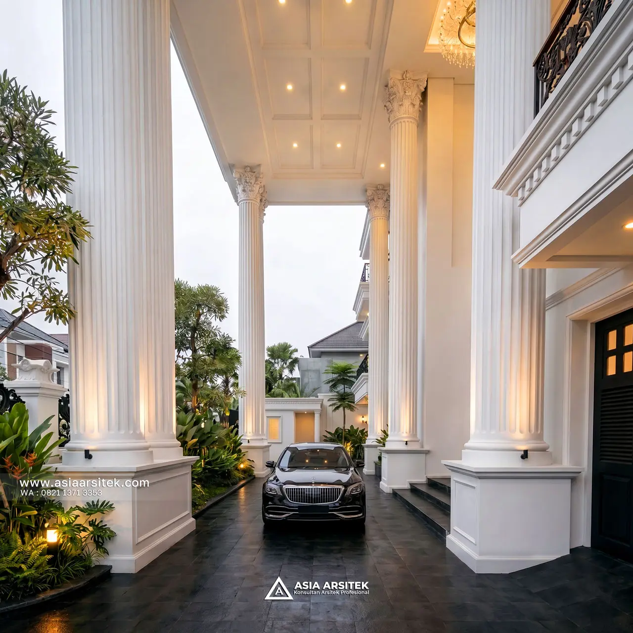 Desain Drop Off Rumah Klasik Mewah 5 Lantai Bapak ED di Pondok Indah Jakarta Selatan