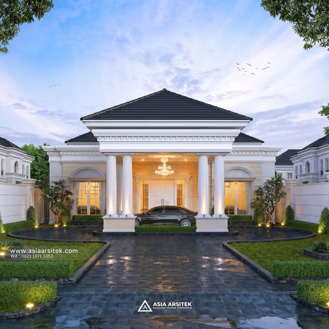 Desain Fasad Depan Rumah Klasik 1 Lantai Pak PTYD di Sulawesi Selatan