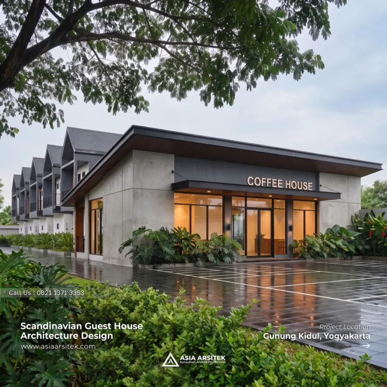Desain Guest House dan Kafe Scandinavia 2 Lantai Pak BNY di Yogyakarta