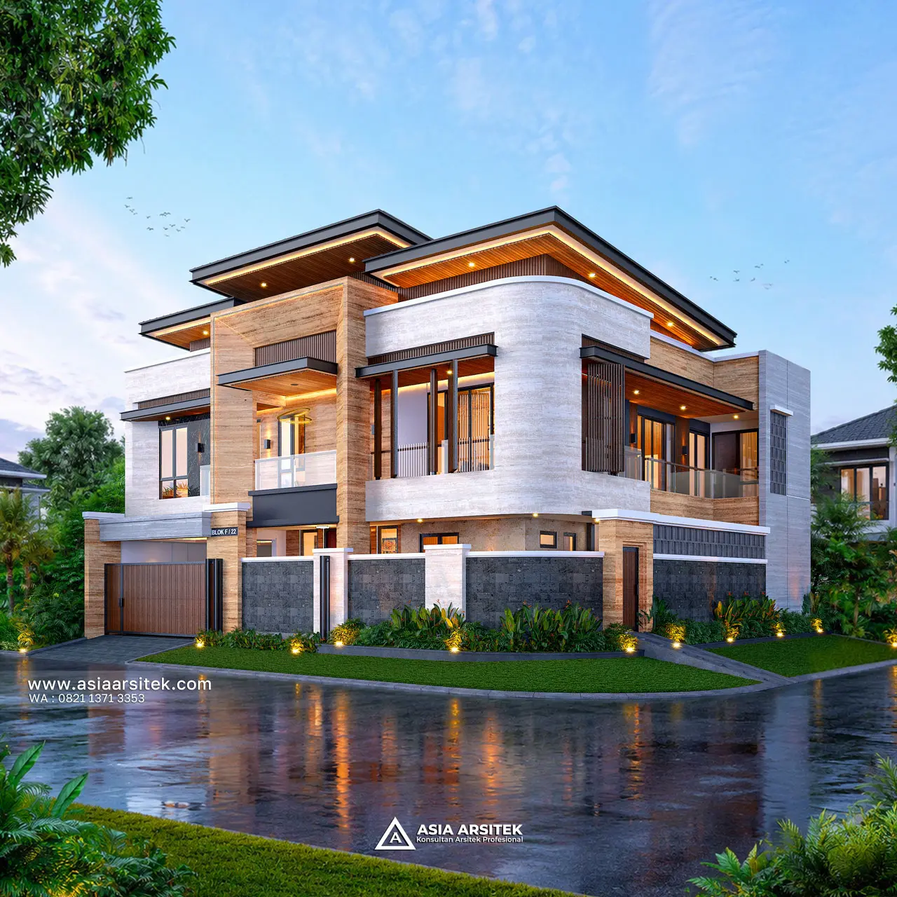 Desain Hook Dengan Pagar Rumah Tropis 2 Lantai Ibu VK di Tambun Selatan Bekasi