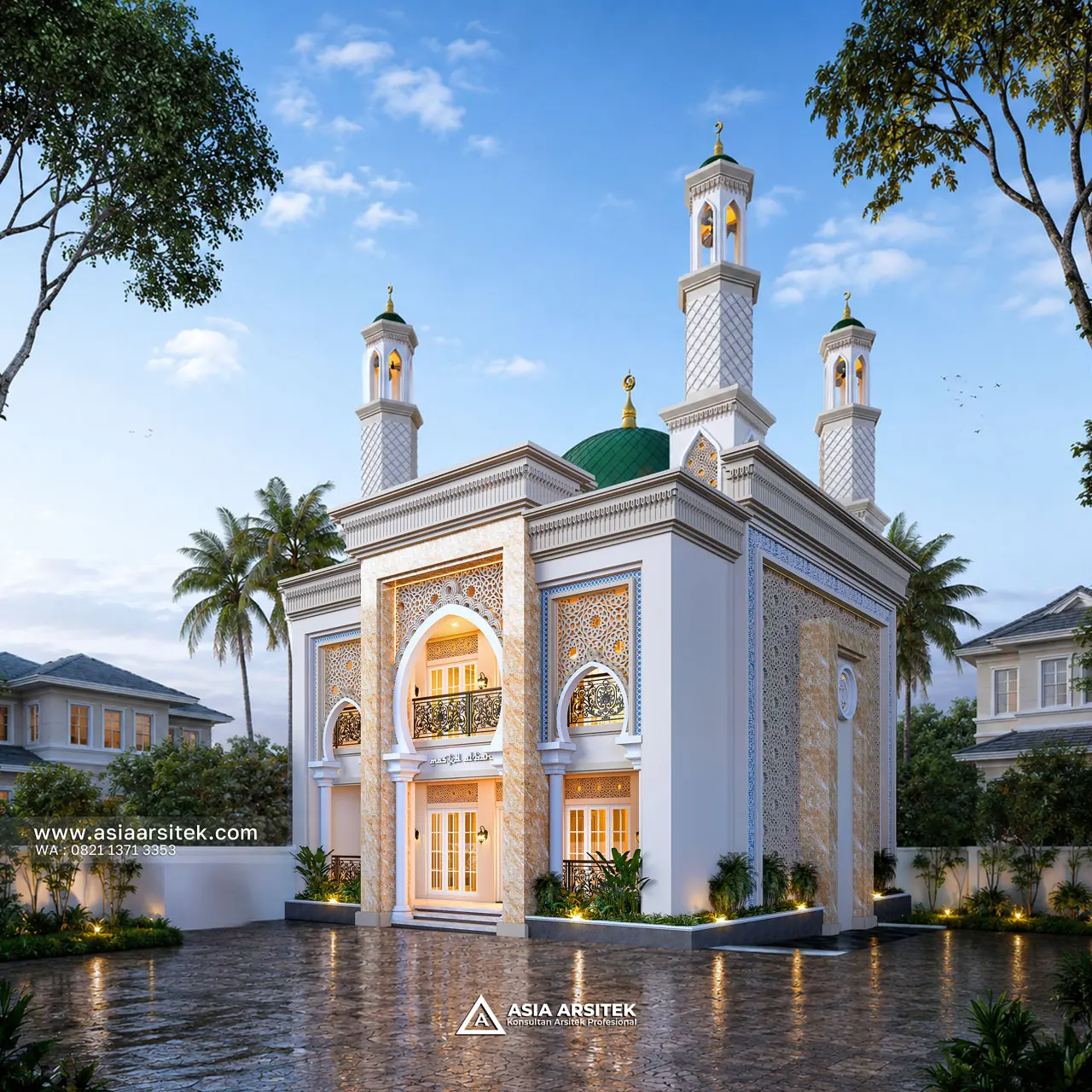 Desain Hook Masjid Al Bahri Style Modern 2 Lantai Bapak HDYT di Batujajar Bandung Jawa Barat