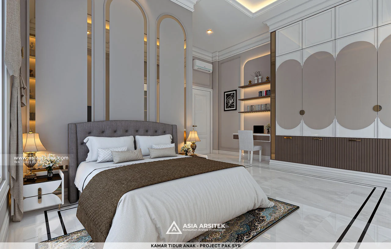 Desain Kamar Tidur Anak Elegan Rumah Klasik 1 Lantai Pak SYR di Babakan Madang Bogor