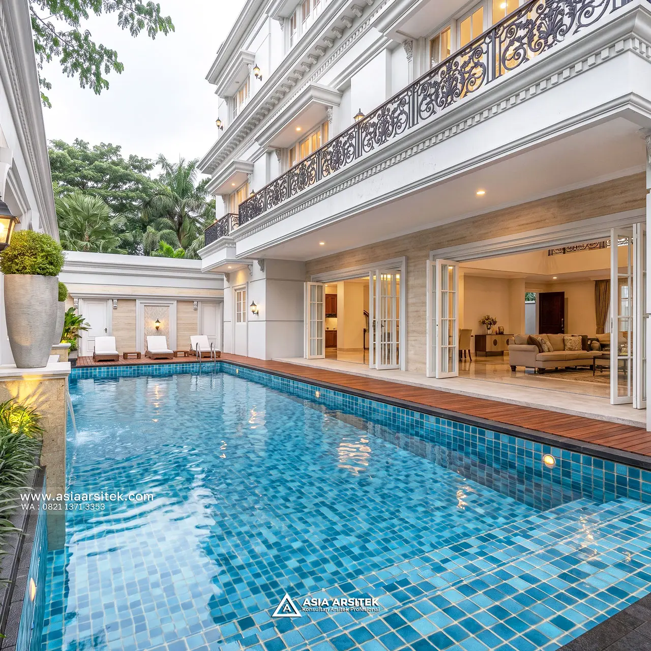 Desain Kolam Renang Rumah Klasik Mewah 5 Lantai Bapak ED di Pondok Indah Jakarta Selatan
