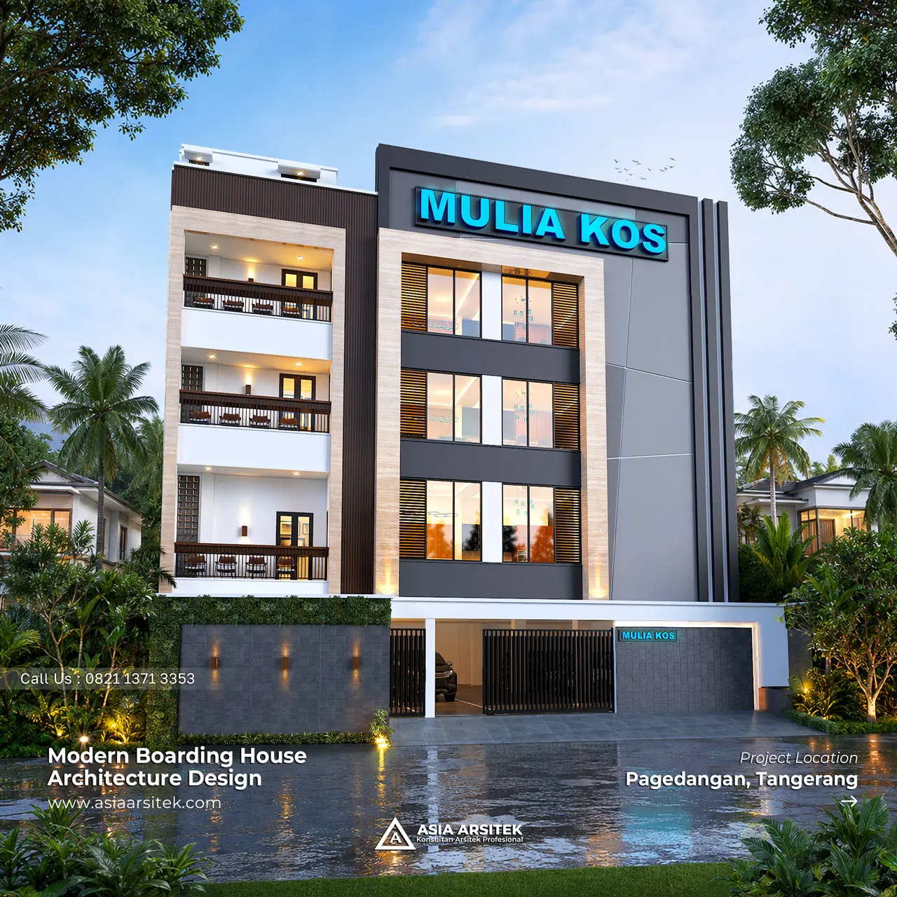 Desain Kost Modern 4 Lantai Pak KVN di Pagedangan Tangerang