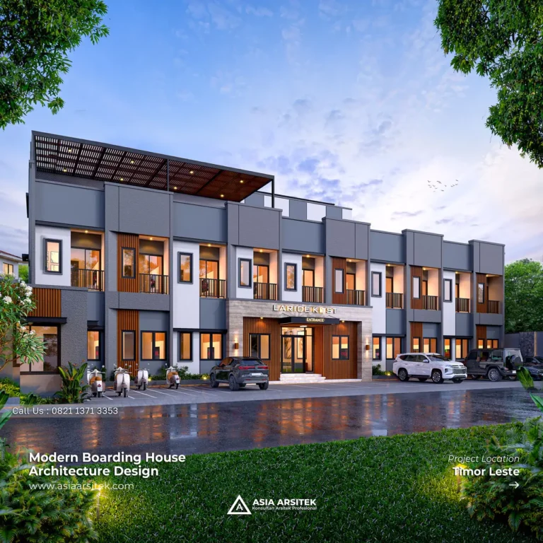 Desain Kost Modern Kontemporer 3 Lantai Mr STS di Timor Leste