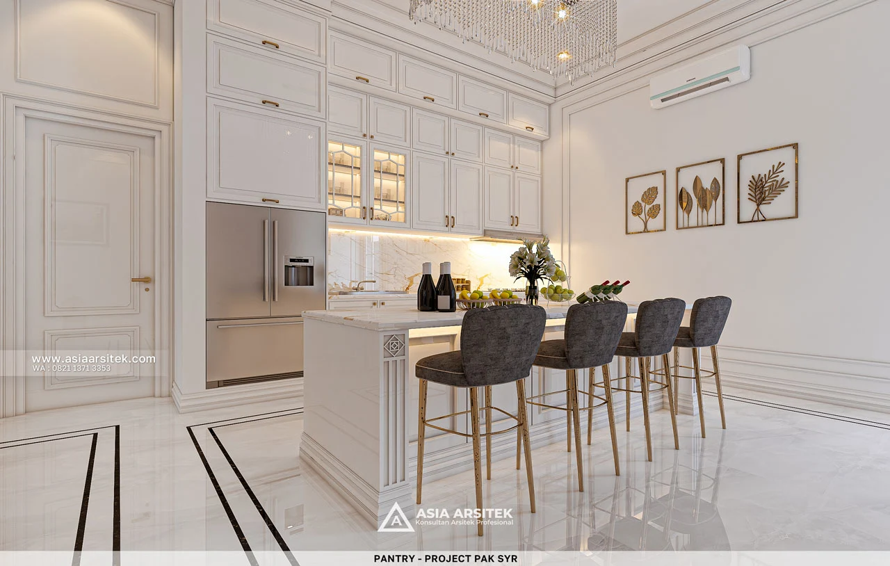 Desain Pantry Mewah Rumah Klasik 1 Lantai Pak SYR di Babakan Madang Bogor