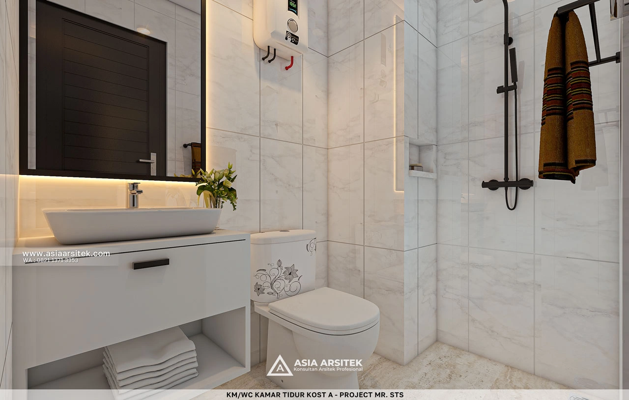Desain Pantry Toilet Kamar Tidur Type A Kost Modern Kontemporer 3 Lantai Mr. STS di Timor Leste