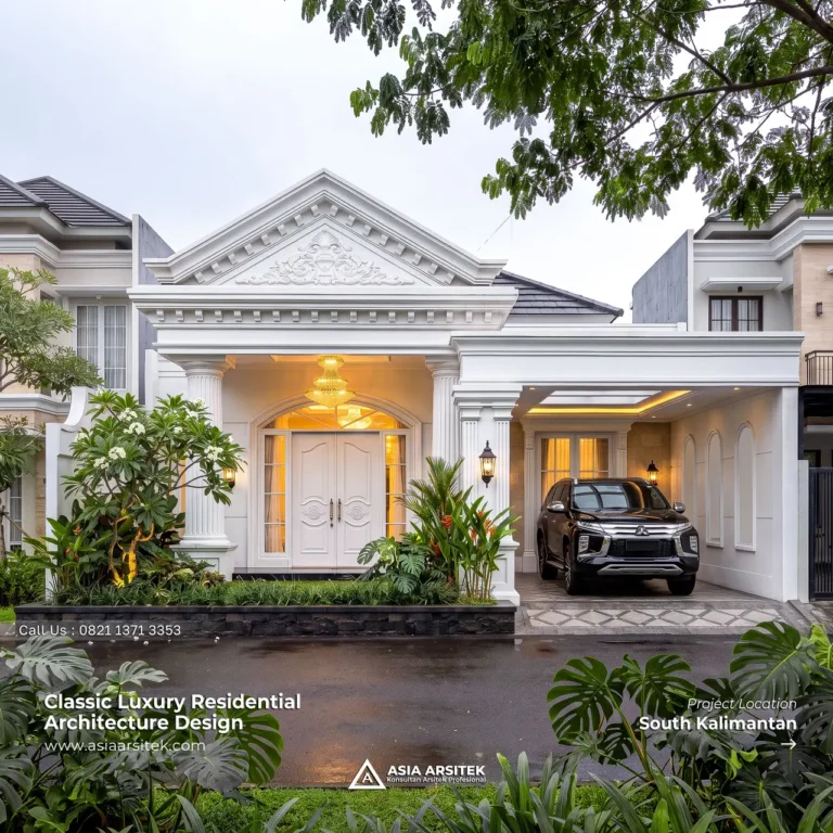 Desain Perumahan Klasik 1 Lantai Pak NRH di Banjarbaru Kalimantan Selatan