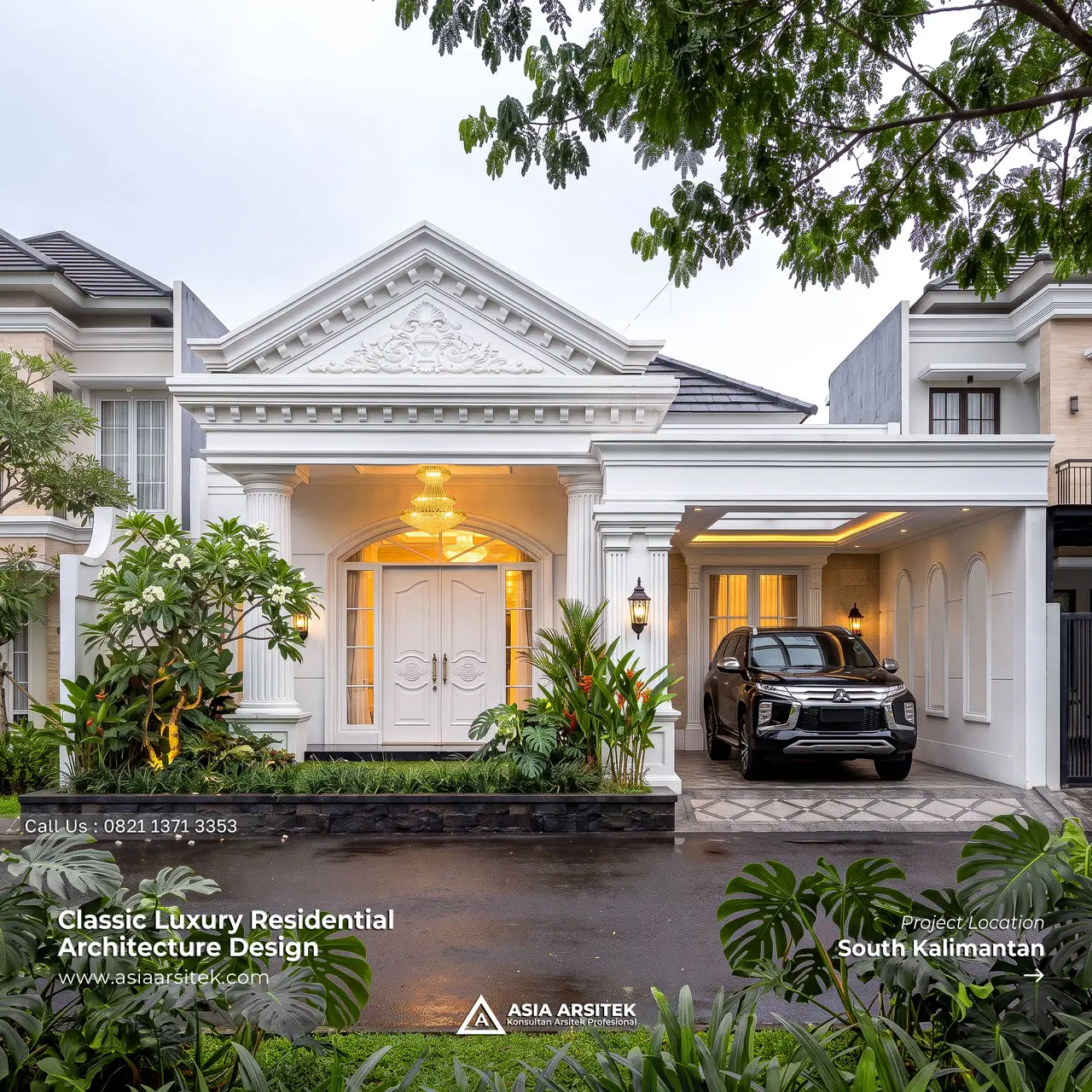 Desain Perumahan Klasik 1 Lantai Pak NRH di Banjarbaru Kalimantan Selatan