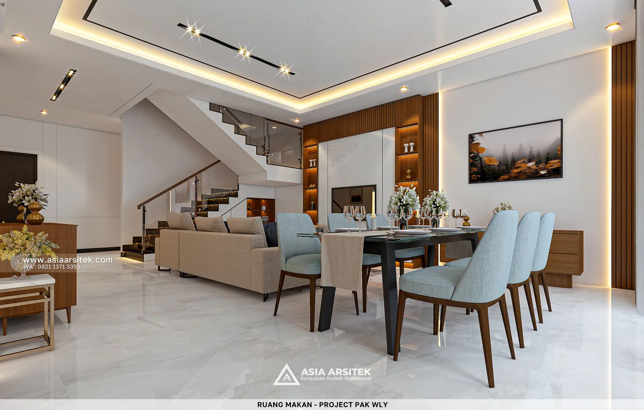 Desain Ruang Makan Rumah Modern 2 Lantai Bapak WLY di Kelapa Gading Jakarta Utara