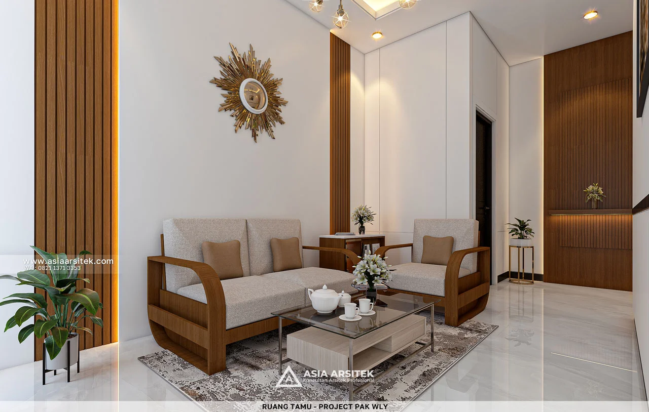 Desain Ruang Tamu Rumah Modern 2 Lantai Bapak WLY di Kelapa Gading Jakarta Utara
